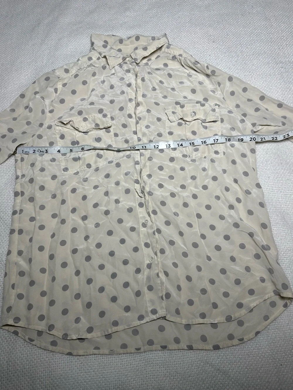 J.Crew 100% Silk Polka Dot Button-Down Shirt - Women’s Size 12